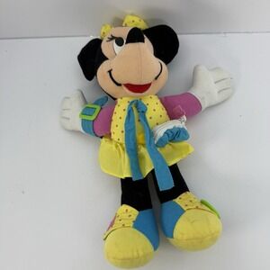 Vintage Disney Mattel Learn To Dress Me Minnie Mouse Stuffed Plush Teaching Doll